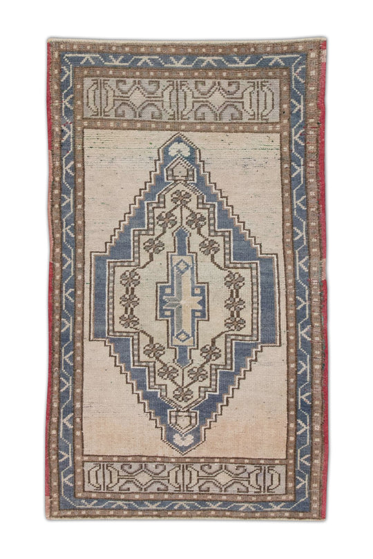 Oriental Hand Knotted Vintage Turkish Mini Rug 1'10" x 3'2" #76