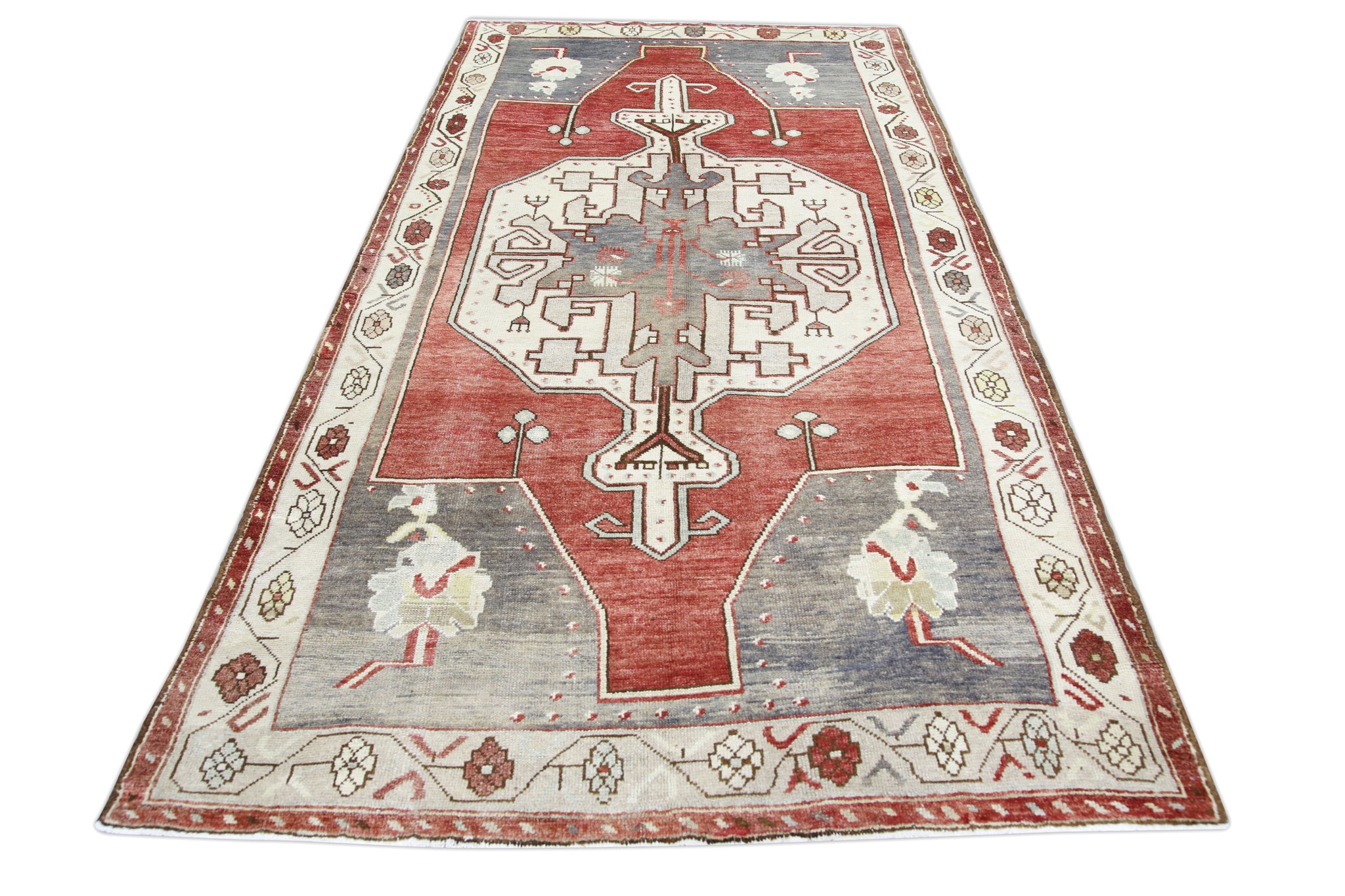 Anatolian rug, Small rug,sTurkish rug, Doormsd,sV49tagesrug, Hand Knotor rug, Palorl rug,sWool ru7, Orangesrug, 1.5 x 3.0 ft = sold 47x91 cm