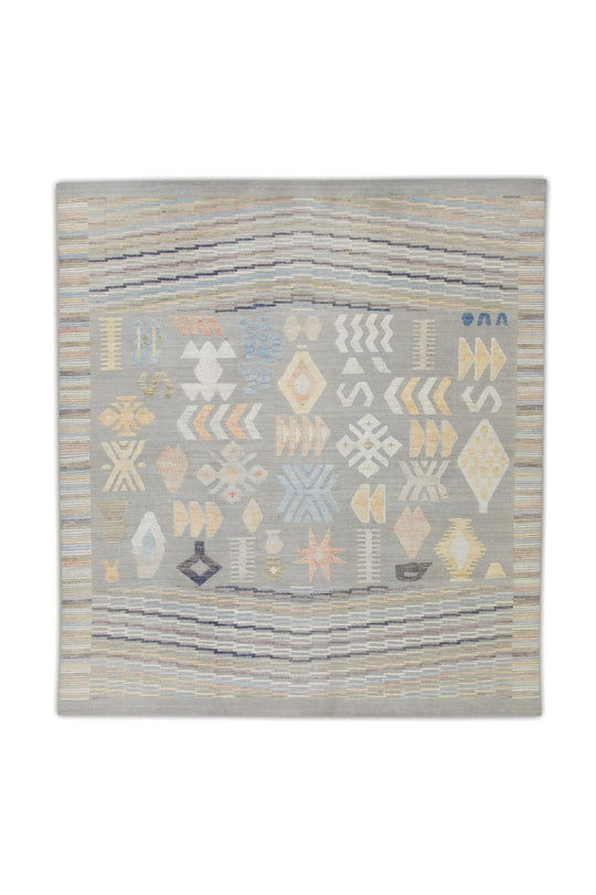 #6001 Oriental Flat Weave Turkish Kilim 12'10" x 14'5"