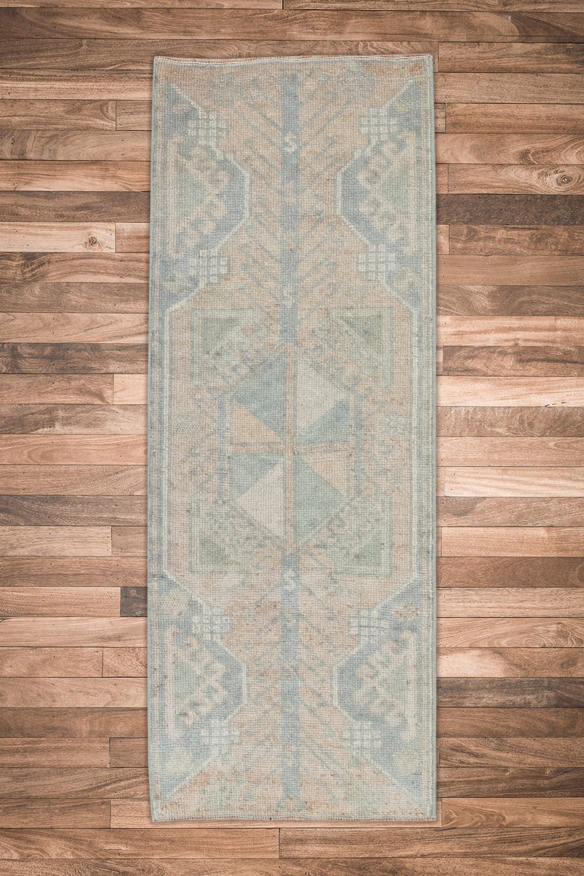 Oriental Hand Knotted Vintage Turkish Mini Rug 1'4" x 3'7" #8664