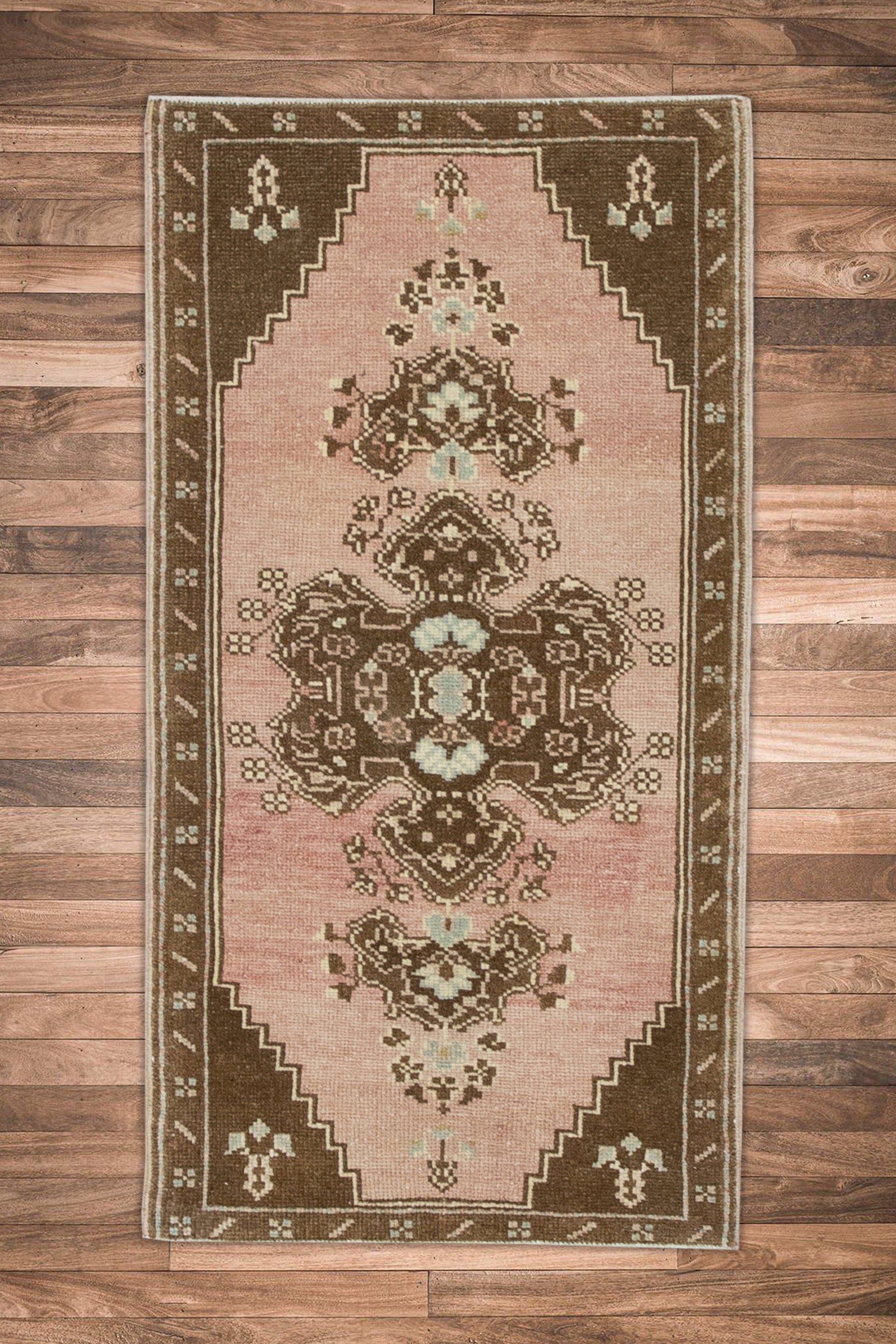 Oriental Hand Knotted Vintage Turkish Mini Rug 1'8" x 3'1" #9112