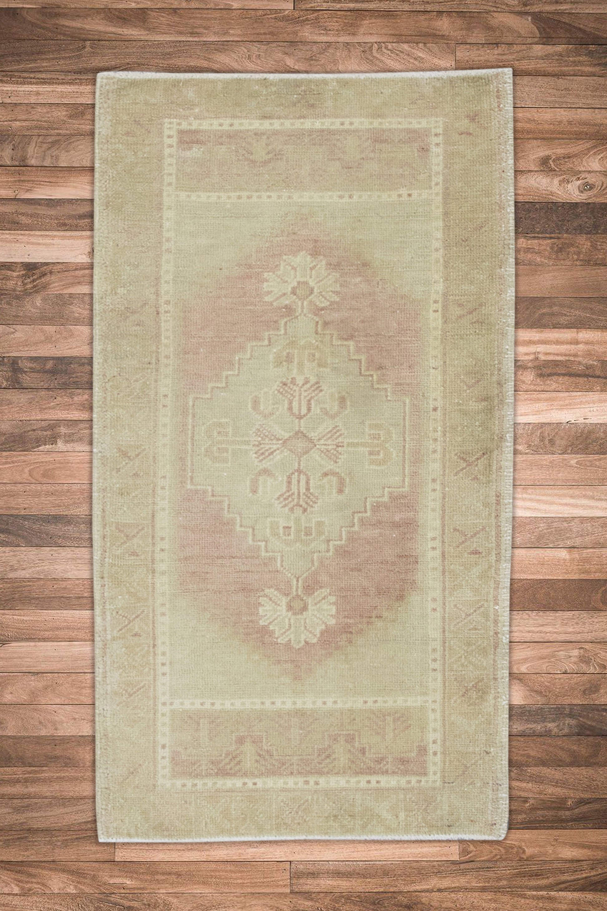 Oriental Hand Knotted Vintage Turkish Mini Rug 1'8" x 3'1" #8421