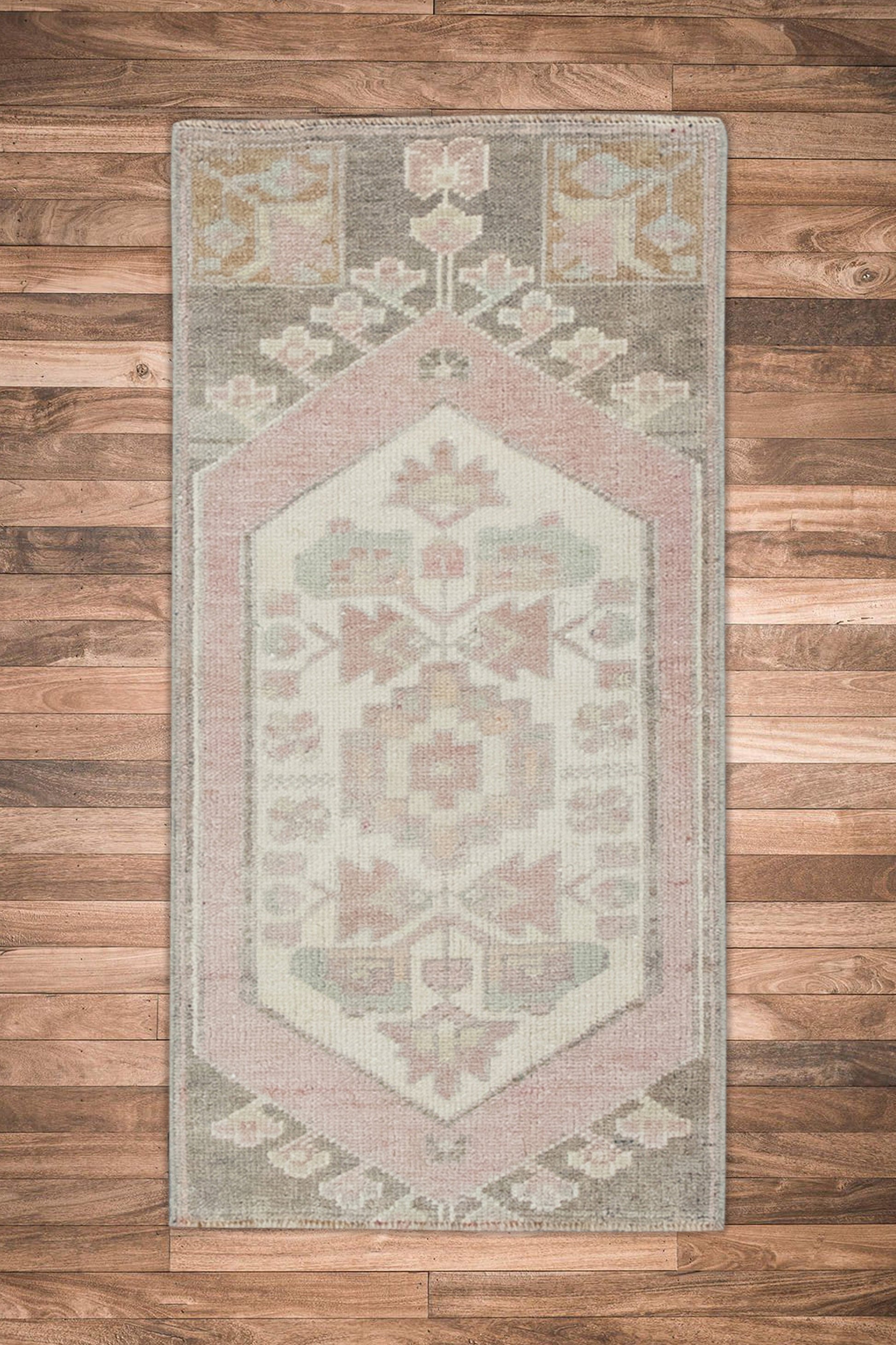 Oriental Hand Knotted Vintage Turkish Mini Rug 1'4" x 2'8" #8599