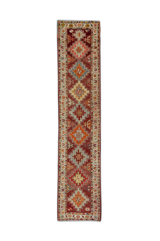 #114 Turkish Vintage Anatolian Rug  2'8" x 12'2"