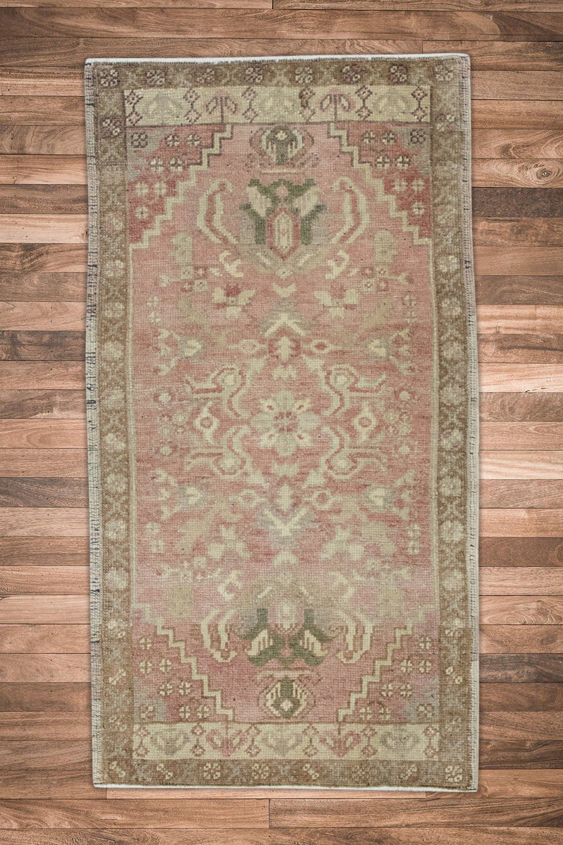 Oriental Hand Knotted Vintage Turkish Mini Rug 1'8" x 3'1" #9111