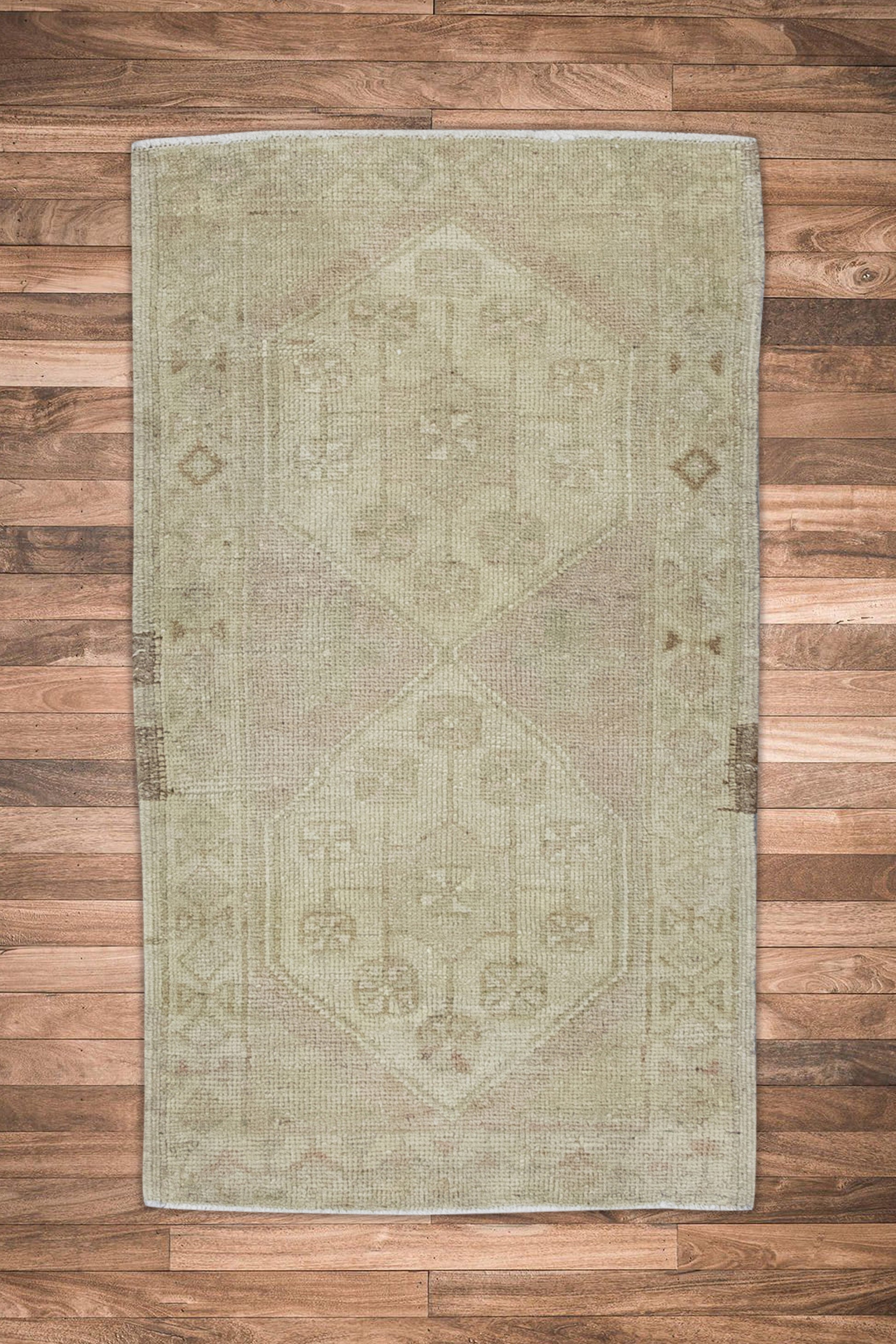 Oriental Hand Knotted Vintage Turkish Mini Rug 1'10" x 3'1" #8424