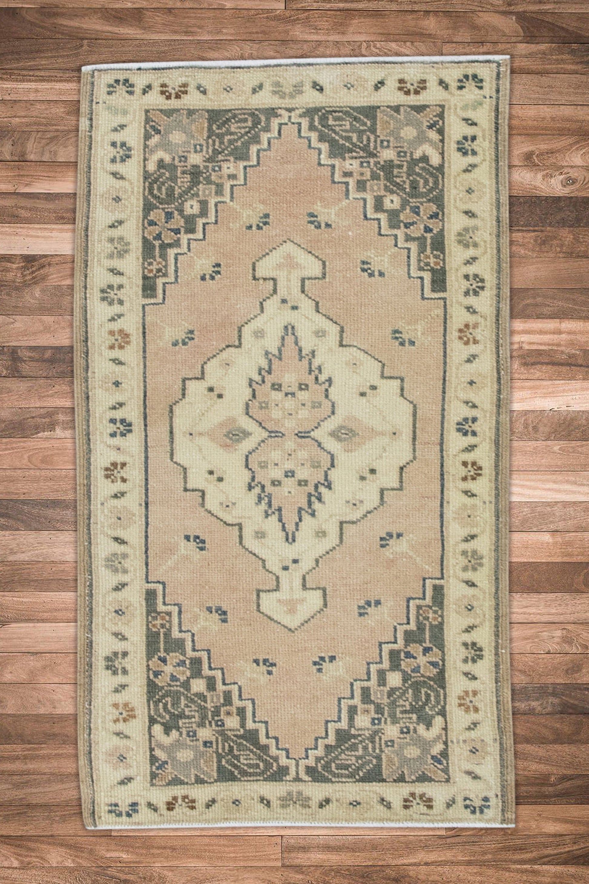 Oriental Hand Knotted Vintage Turkish Mini Rug 1'7" x 3' #8871