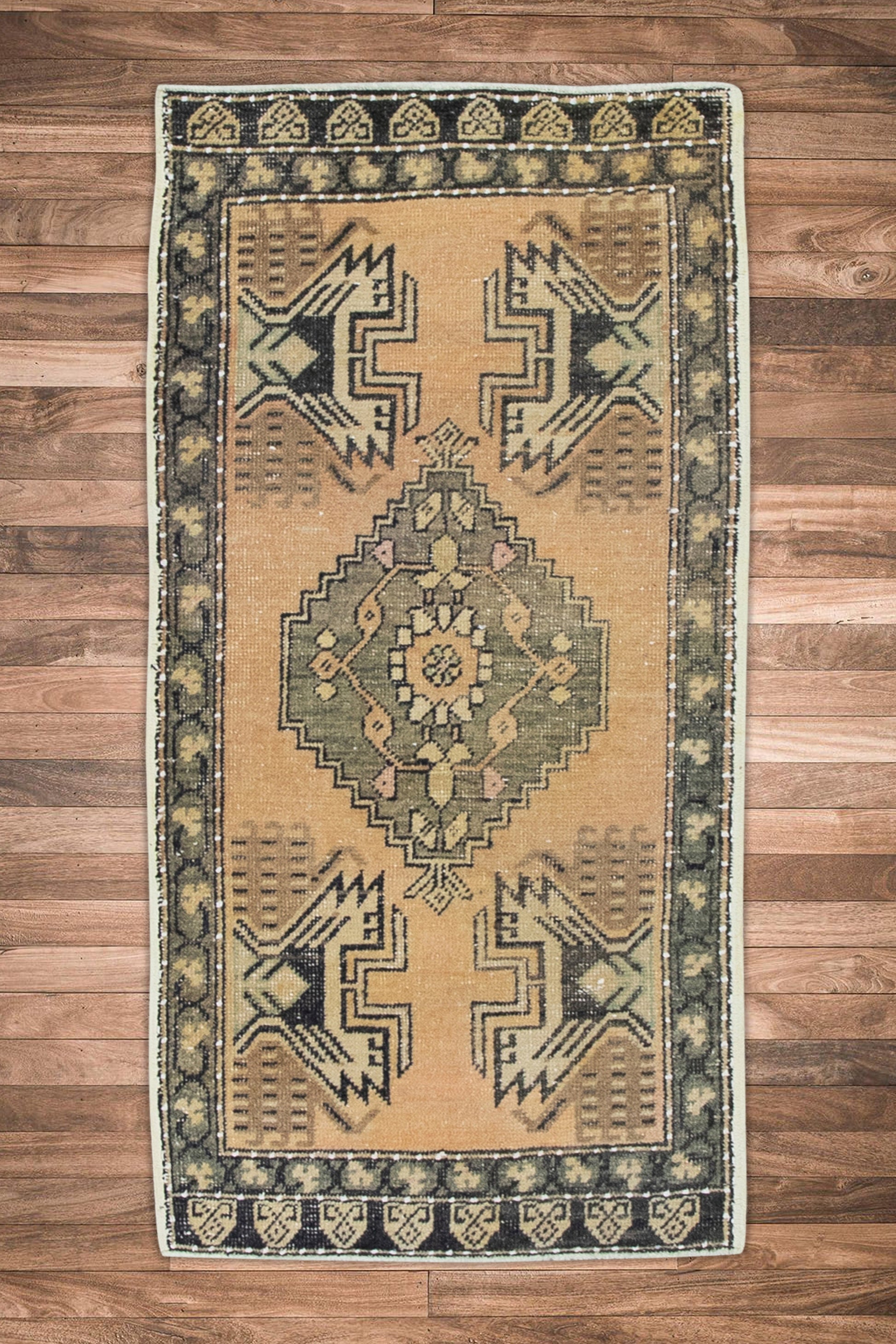 Oriental Hand Knotted Vintage Turkish Mini Rug 1'9" x 3'6" #8584