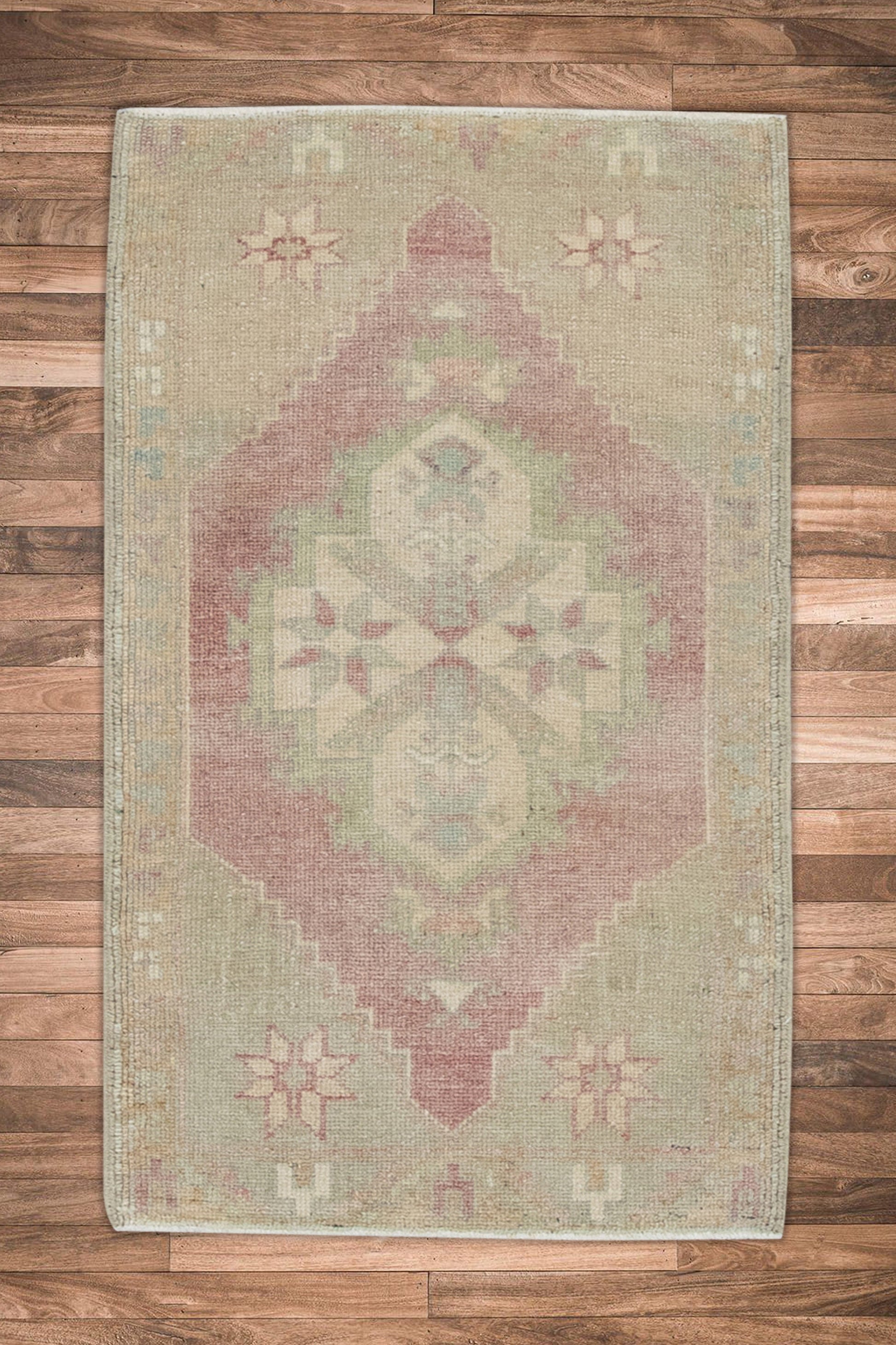 Oriental Hand Knotted Vintage Turkish Mini Rug 1'10" x 2'11" #8277