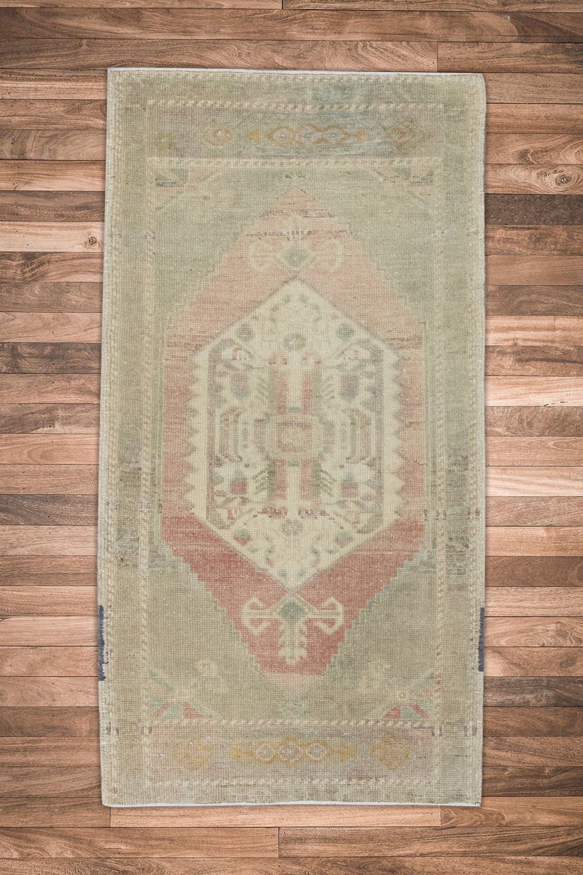 Oriental Hand Knotted Vintage Turkish Mini Rug 1'10" x 3'5" #8949