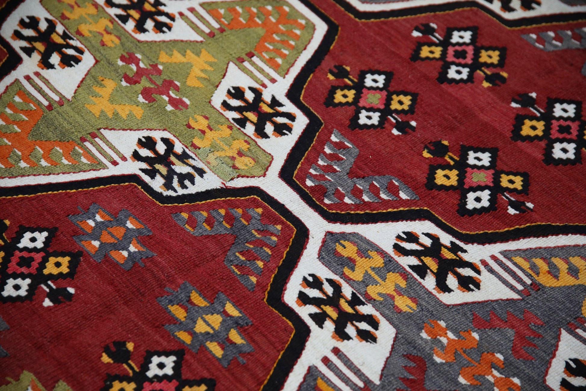 Oriental Flatweave Turkish Antique Kilim  4'7" x 9'4" #306