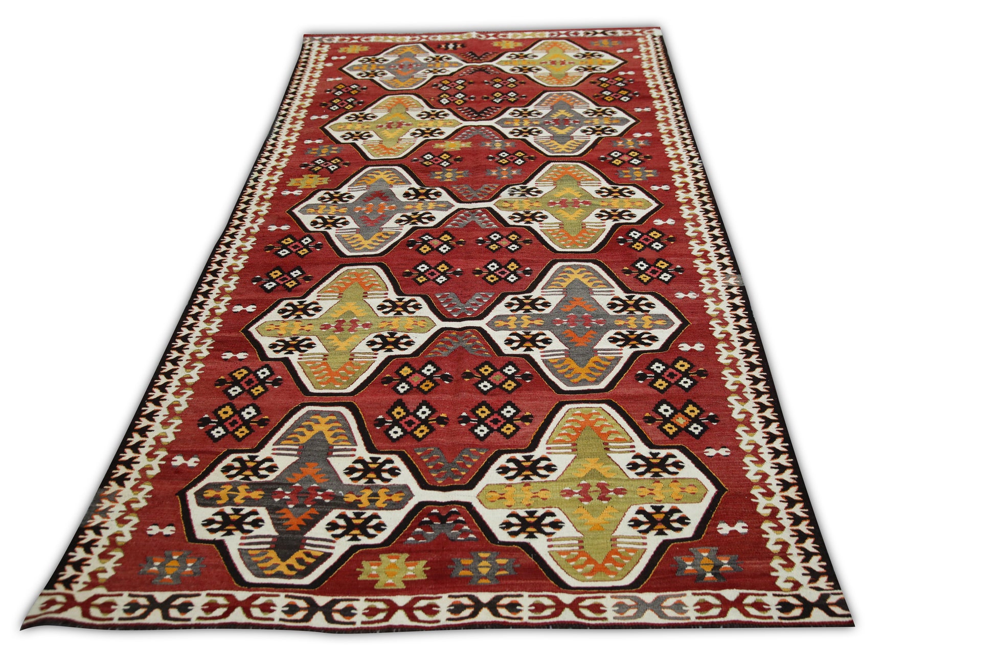 Oriental Flatweave Turkish Antique Kilim  4'7" x 9'4" #306