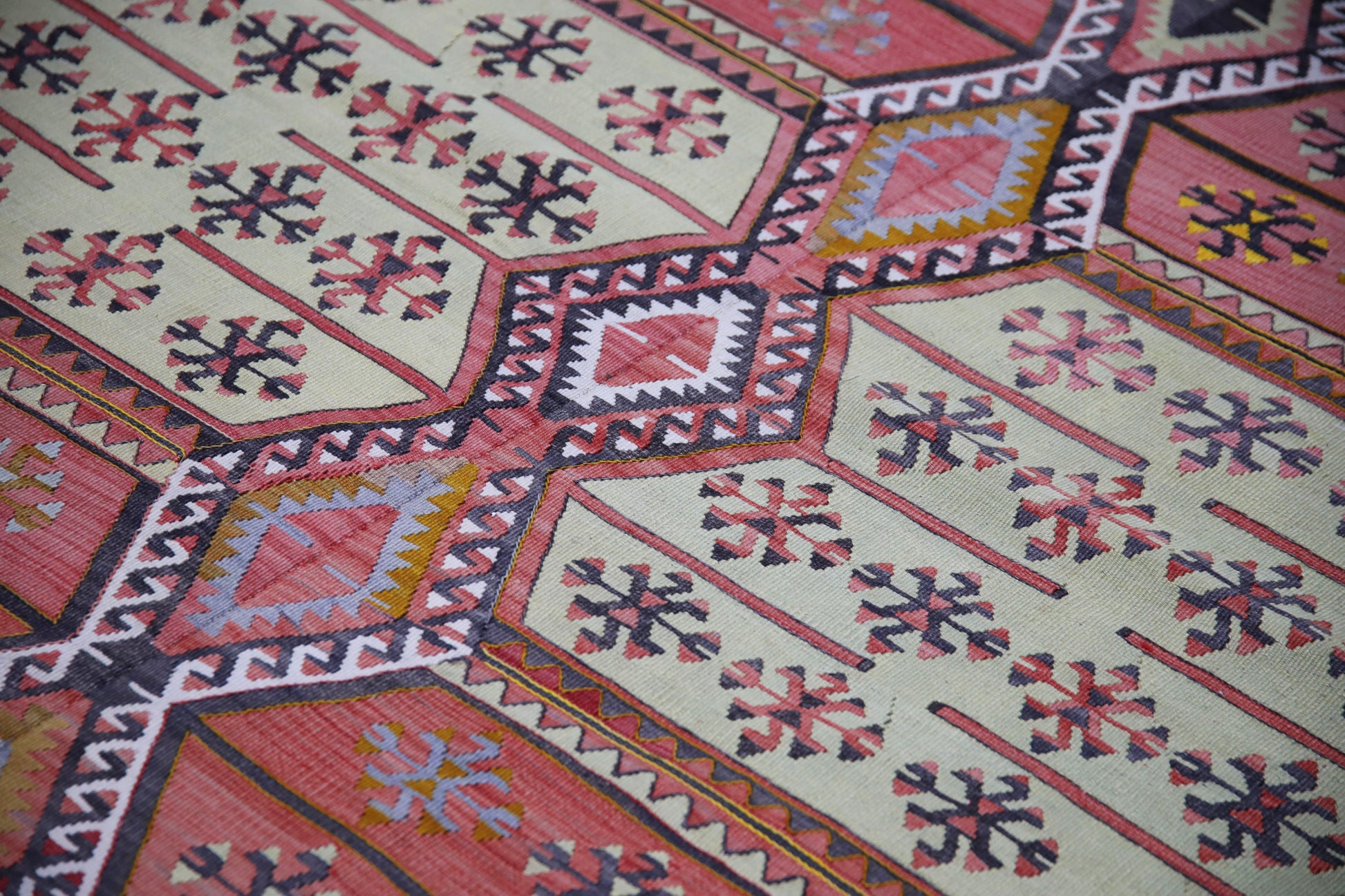 Oriental Flatweave Turkish Antique Kilim  6'4" x 13'10" #309