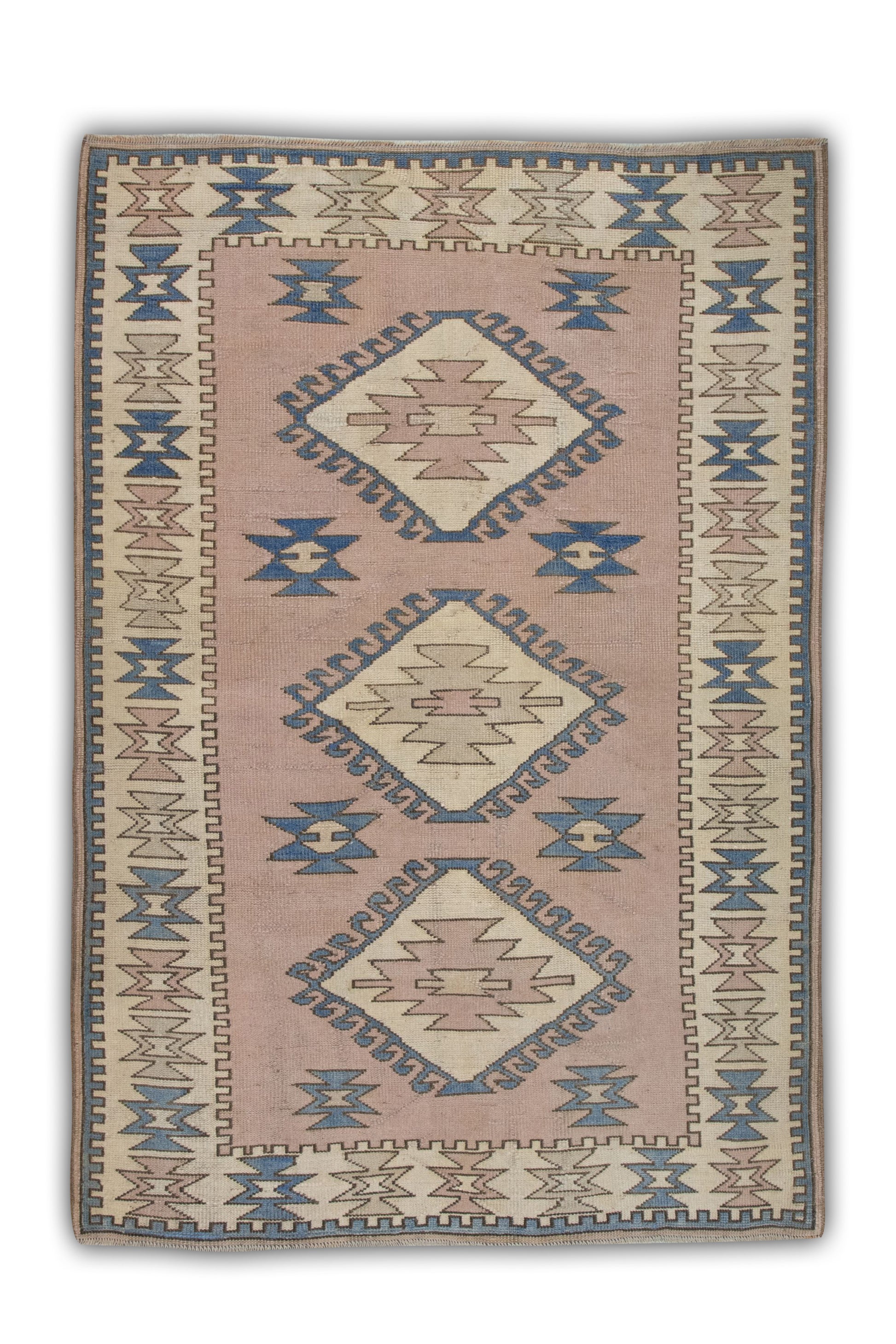 Turkish Vintage Anatolian Rug  4'3" x 5'9" #5004