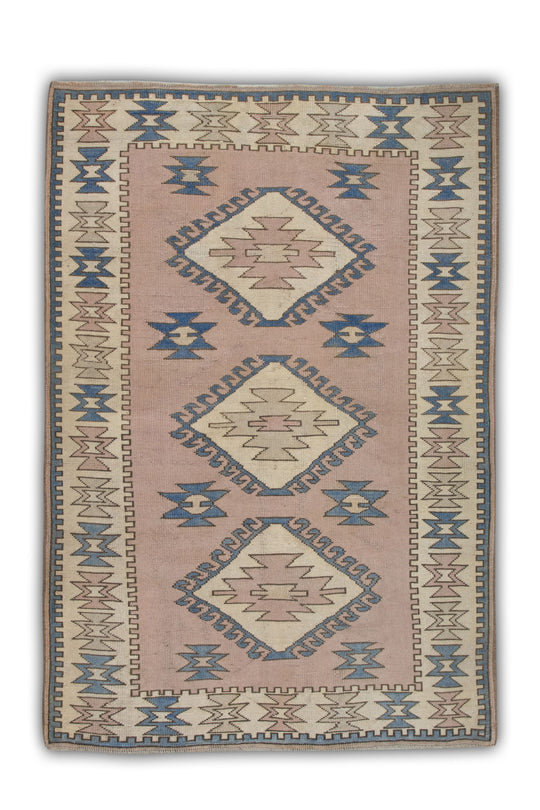 #5004 Turkish Vintage Anatolian Rug  4'3" x 5'9"