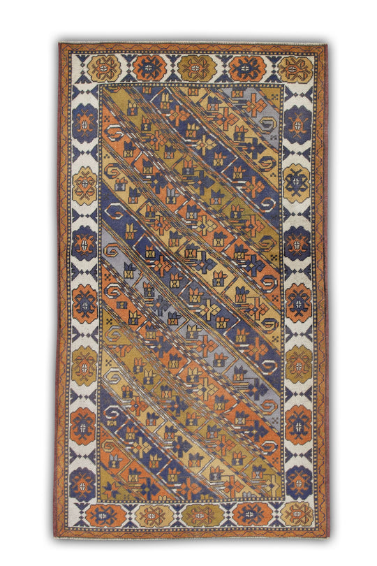 #615 Turkish Vintage Anatolian Rug  3'7" x 6'5"