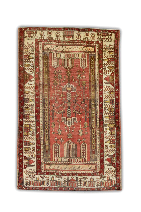 #154 Turkish Vintage Anatolian Rug  3'8" x 5'8"